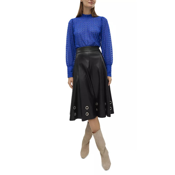 Vero Moda Women Vmemmy Faux Leather Eyelet Trim Skirt Black Size L - Picture 3 of 4